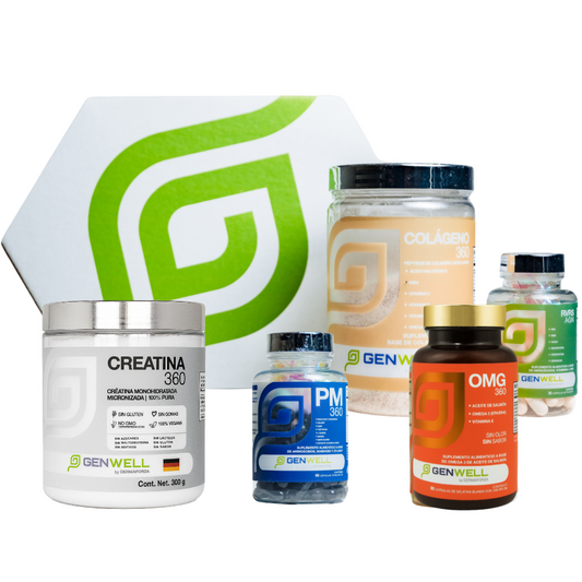 Full Kit: CREATINA 360 + COLÁGENO 360 + REVERSE AGING + PM 360 + OMG 360