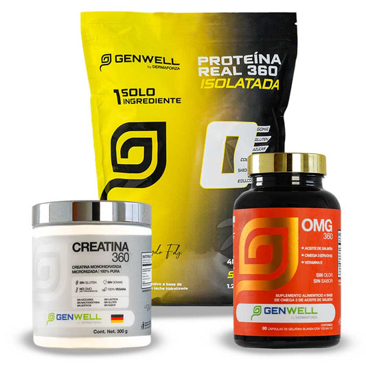 Kit Proteína Real + Creatina 360 + OMG 360